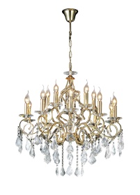 IL303210+5  Torino Crystal Chandelier 15 Light French Gold